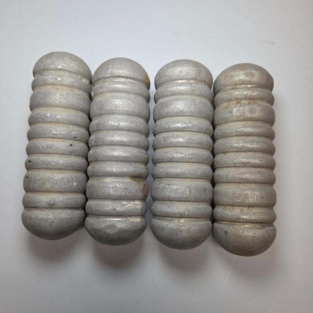 Vintage Ribbed Aluminum Buoy Floats Set of 4 Nautical Fishing Net Decor 5.5in